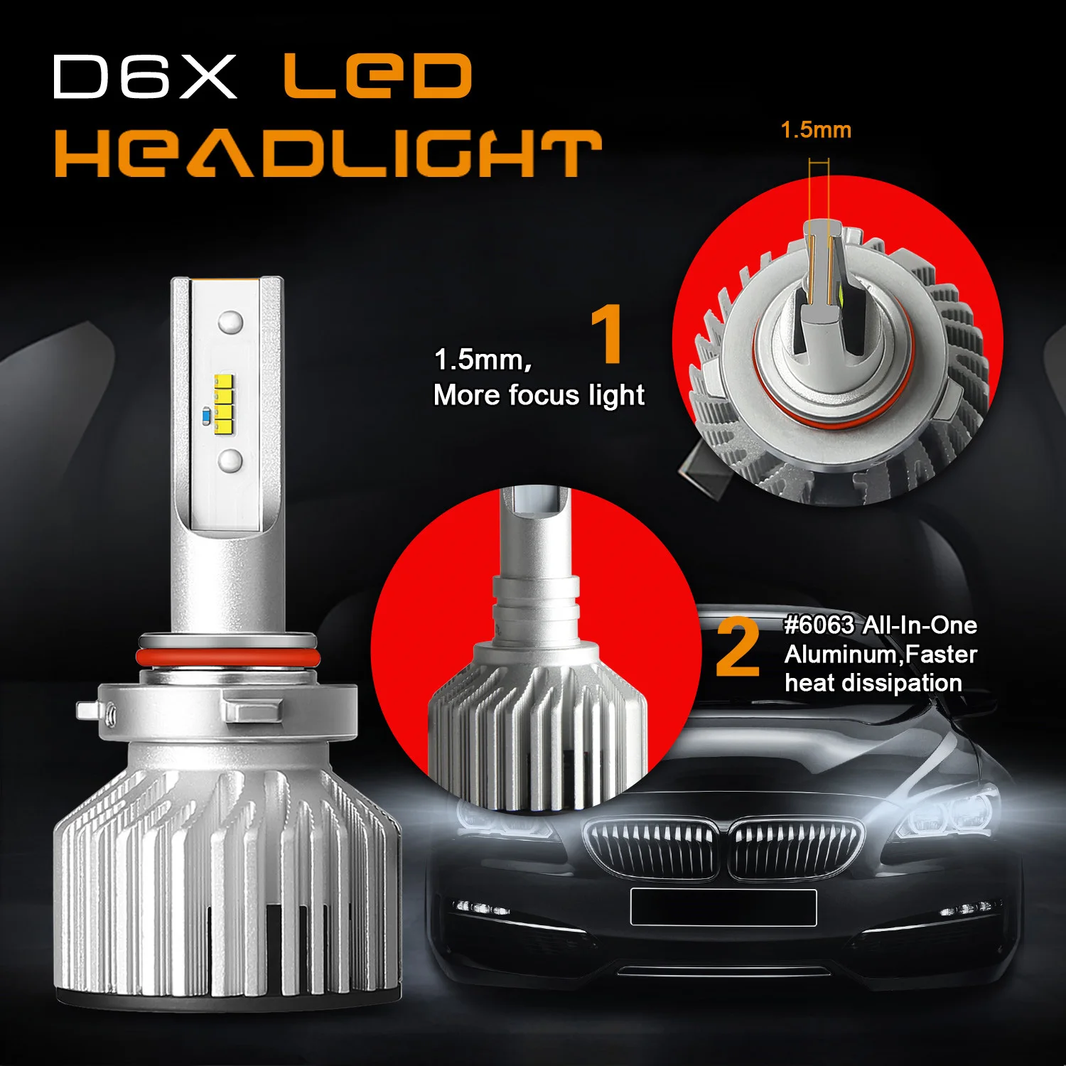 Dmex D6x 40w 4500lm H8 H9 H16 H11 Led Headlight Bulb Conversion Kit ...