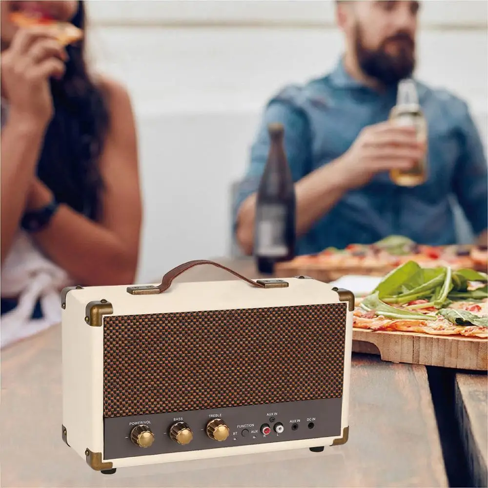 
Wireless BT V5.0 Portable Stereo Suitcase Retro Speaker with HD Sound and Bass Aux in Tremble Portable Wireless Speaker 