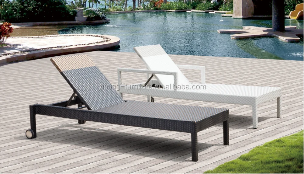 Pe Rattan Sun Bed Spain Used Hotel Pool Furniture Sun Lounger Beach