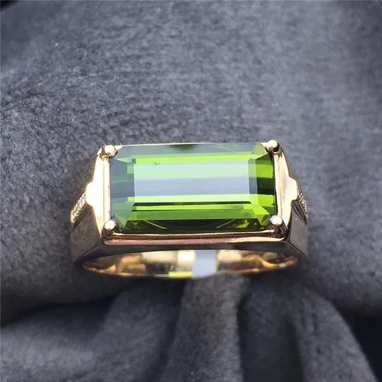 

18k rose gold luxury male wedding jewelry South Africa real diamond natural green tourmaline ring