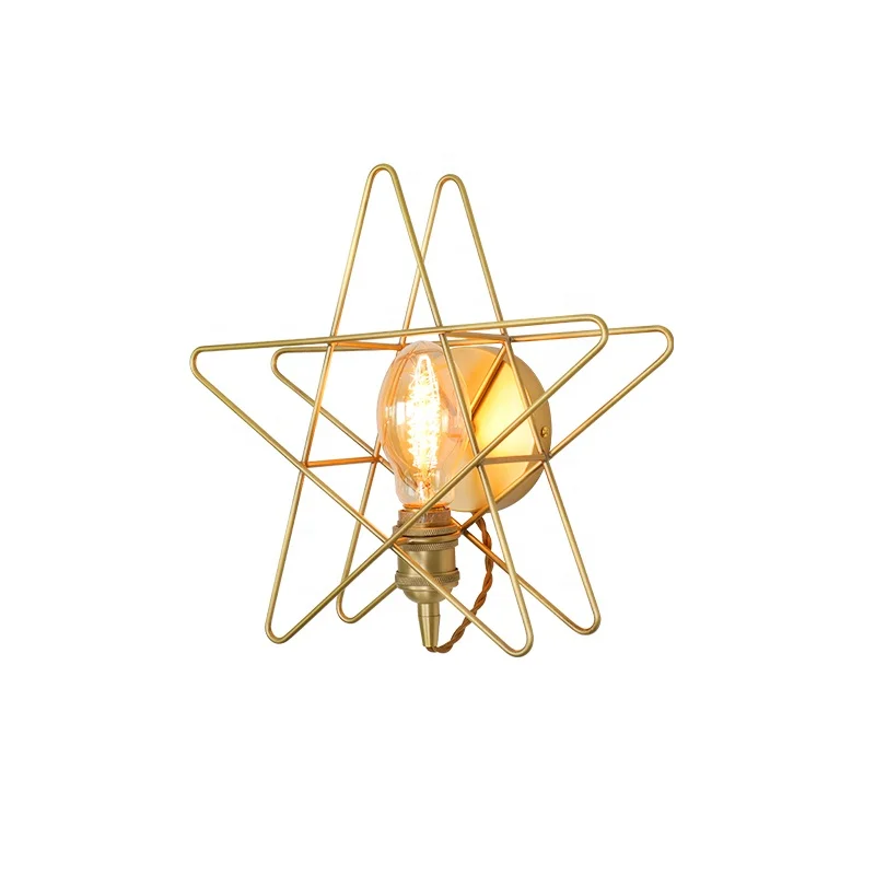 

Nordic modern copper art star shape design light LED interior decorative wall lamp indoor for aisle bedside decoration
