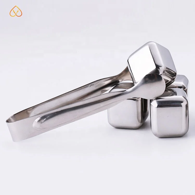 
Food Grade Metal Reusable 304 Whiskey Stainless Steel Ice Cube with Logo Laser 