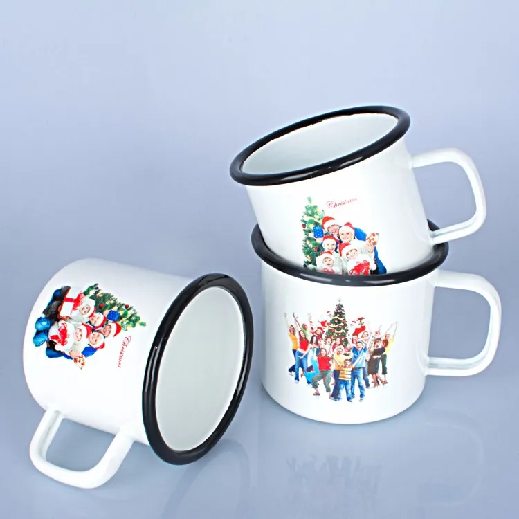 8.0 cm 9.0 cm custom enamel christmas mugs for drinking coffee