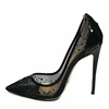 Handmade fetish design with mesh sexy fashion girls high heels pumps shoes