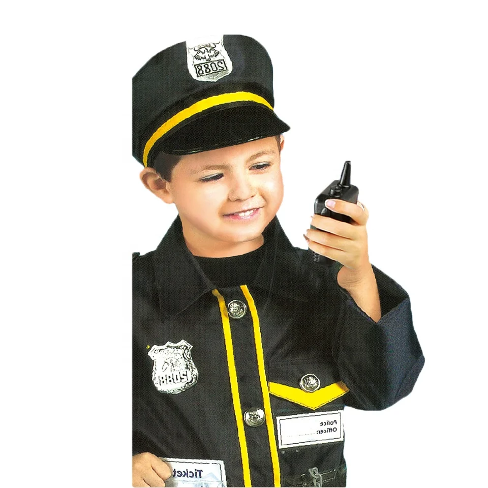 

Carnival Career Cop Suit Costume Children Police Officer Uniform Outfits Halloween Cosplay Party Police Costume For Kids, As picture