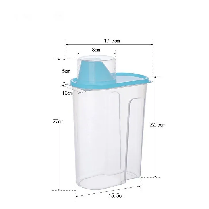 2.5L Kitchenware Seal Food Plastic Storage Box Grain Cases With Measure Scale