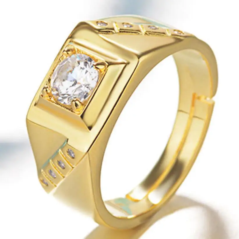 

Hot yellow gold/ white gold filled luxurious Zircon Men's Ring Adjustable ring