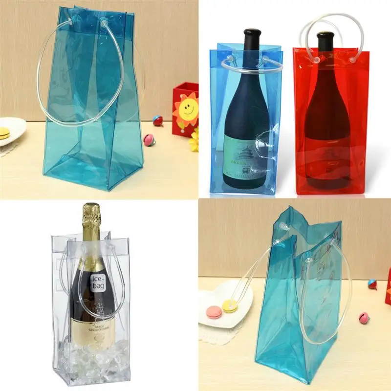 Durable Blue Plastic Wine Bag With Strong Handle Champagne Wine Cooler ...