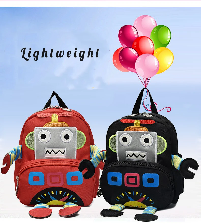 New Design 3d Cute Child Trolley Kids Schoolbag Robot School Backpack ...