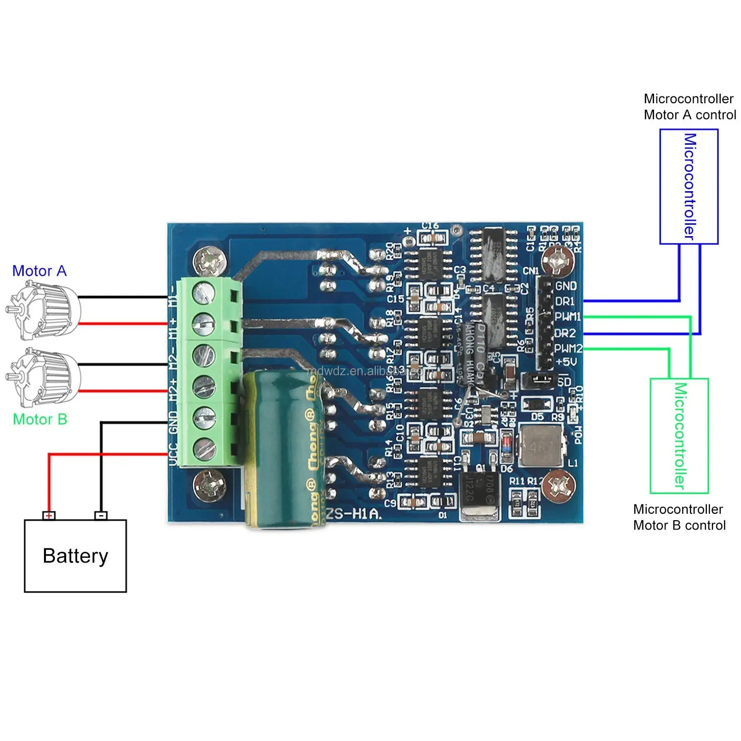 Dc Brush Motor Controller,Drok 16a Dual Hbridge Dc Brushed Motor