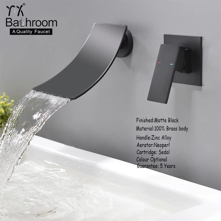 Yx Bathroom Matte Black Flat Flaky Wall Mounted Two Hole Wash Face