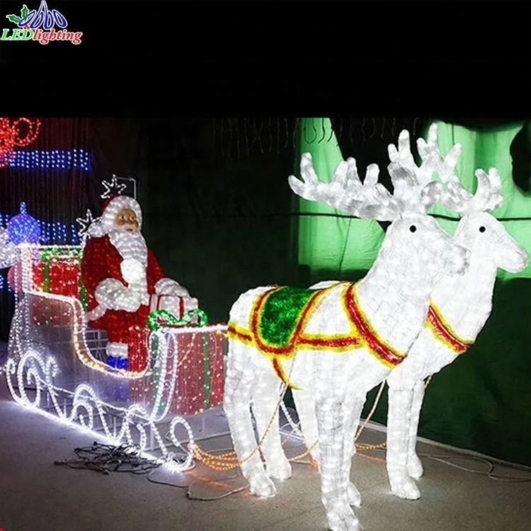 Illuminated LED reindeer with sleigh Decorative 3D LED Light