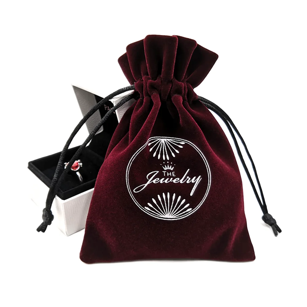 

Custom Logo Screen Printed Small Velvet Jewelry Bags, Customized color