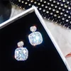 Statement Drop earrings Cushion cut cz Real Party Wedding Dangle Earrings for women jewelry