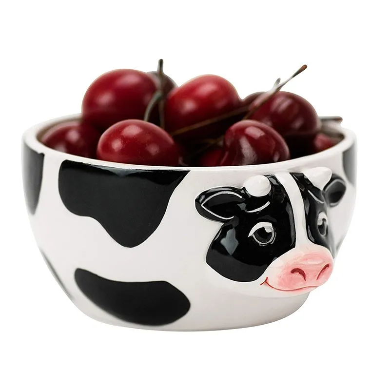 DOITOOL Ceramic Salad Bowl Cereal Bowl Dishes and Plates Creative Fruit  Plate Animal Cow Decorative Storage Bowls Porcelain Bowls for Kitchen Bowl  for