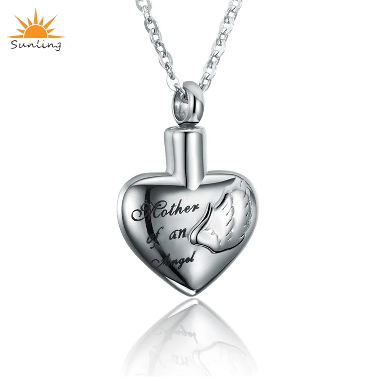 Wholesale Price Silver Mother Angel Wing Heart Cremation Urns