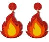 wholesale fashion design glitter red flame acrylic earrings charm sparkle acetate sea shell drop earrings for girls cute jewelry