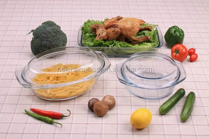 
Oval microwave safe borosilicate glass casserole with lid for kitchen 