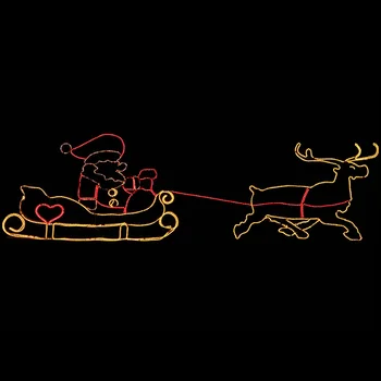 Led Waving Santa And Moving Reindeer With Sleigh Christmas Lights Reindeer With Sleigh Christmas Lights