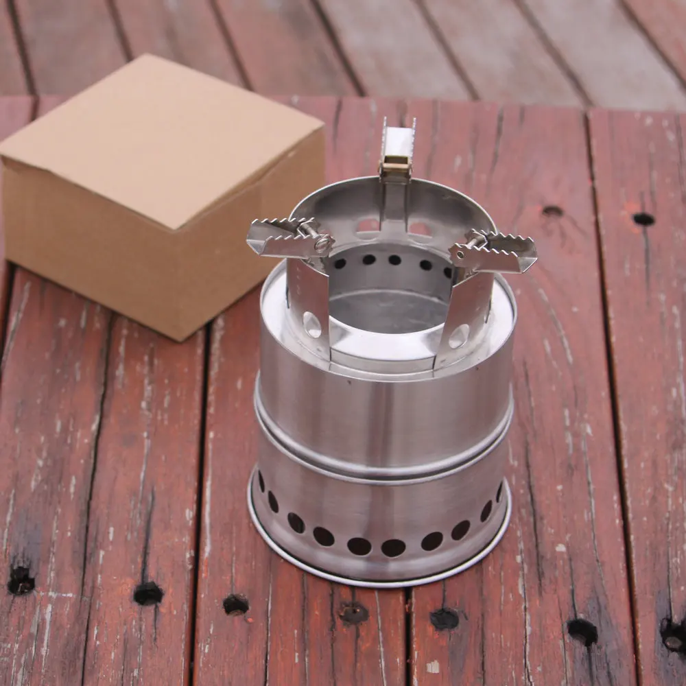 Korea Customized Logo Stainless Steel Wood Burning Stove Or Alcohol