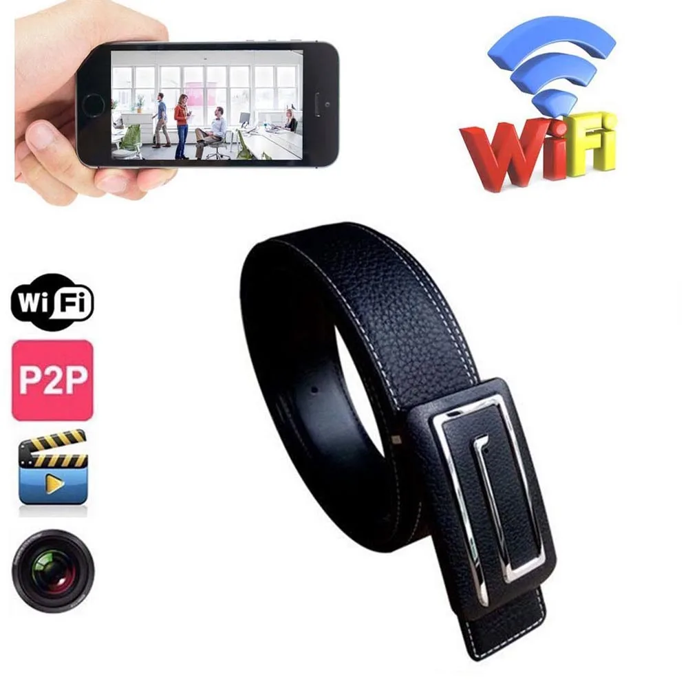 Wifi 720p Leather Belt Video Camera Wide Angle Surveillance Security
