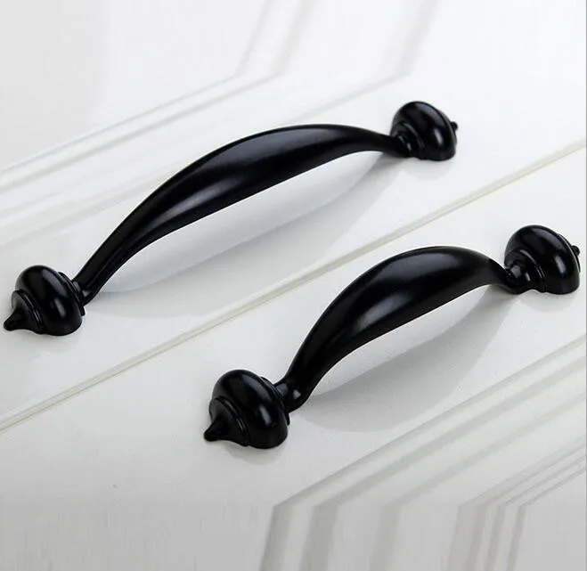 Black Retro Door Handles European Antique Furniture Drawer Pulls