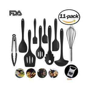 Image of Silicone Heat-Resistant Non-Stick Kitchen Utensils Cooking Tools 10+1 Piece
