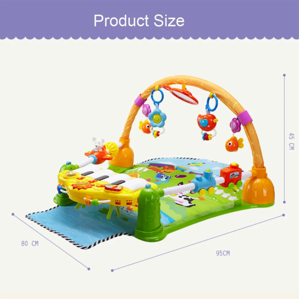 Multifunction Baby Play Gym Mat With Light Music Rattle Piano Gym