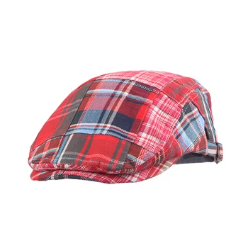 red plaid driving cap