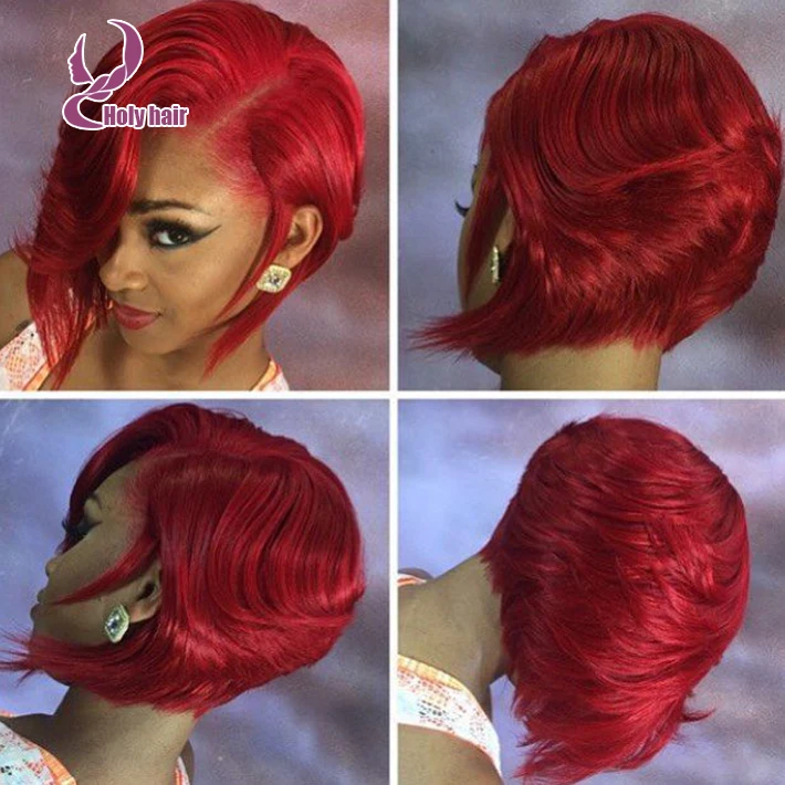 Charming red layered hair full lace&lace front bob wig 8