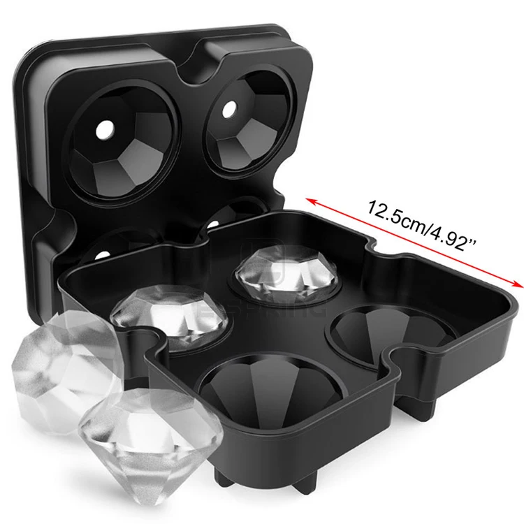 
Factory Provide Directly Customized Logo Diamond Novelty Mini Ice Cube Trays Silicon Set of 2 