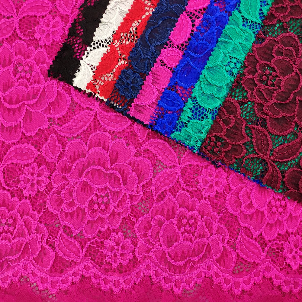 

In stock ready goods elegant pink nylon spandex wedding embroidery bridal swiss lace dress fabric