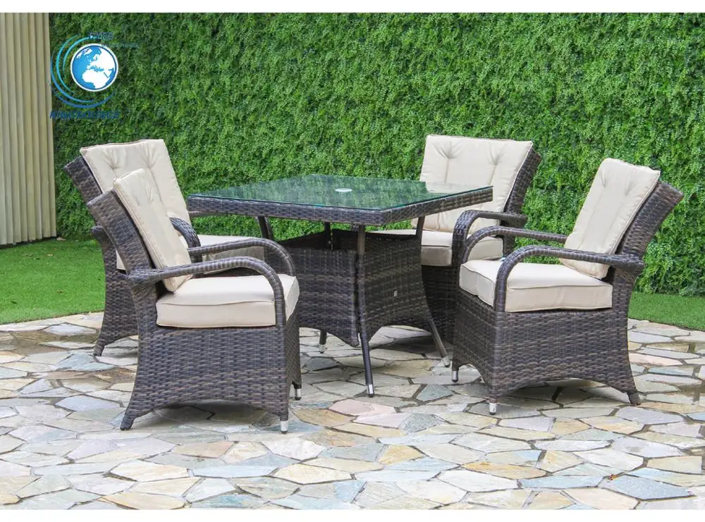 Hot Sale Patio 4 Seat Square Rattan Cube Dining Table And Chair - Buy