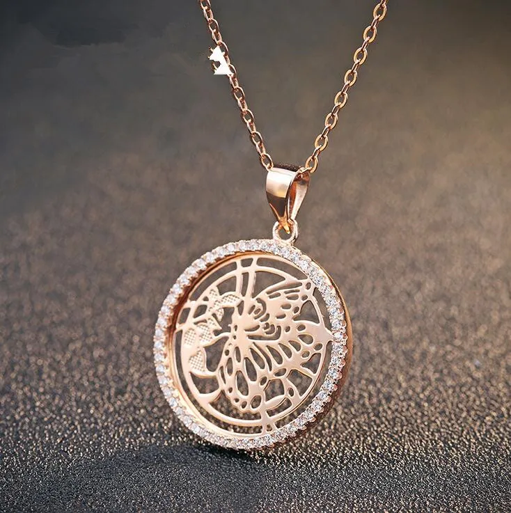 

Tryme Fine jewelry genuine 925 Sterling Silver butterfly zircon necklace Free shipping, N/a