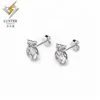 Owl shape platinum silver color cubic zirconia gemstone jewellery copper ear tops stud earrings local jewelry stores for women
