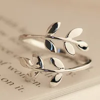 

Olive Tree Branch Leaves Open Ring for Women Girl Wedding Rings Adjustable Knuckle Finger Jewelry
