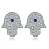 Hot Selling Products 925 Silver Micro Pave Zircon Turkey Fatima Hand Earrings