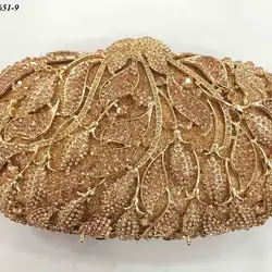 Luxury Evening Clutch Bags gold Handmade Crystal C