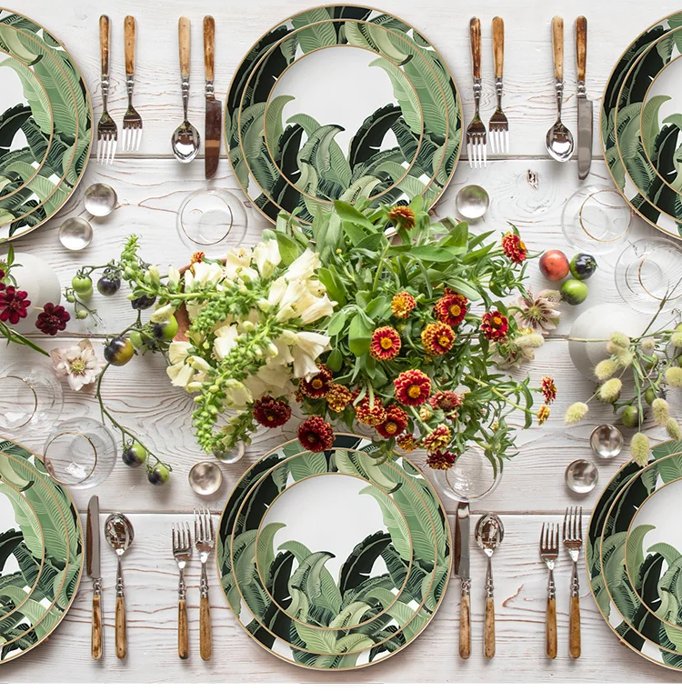 Luxury Banana Leaves Bone China Dinner Plates Dinnerware Ceramic Plates Sets Buy Luxury Bone