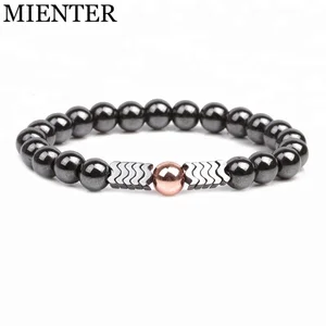 Wholesale fashion jewelry charm men 8mm Wavy hematite natural stone beads bracelet for women