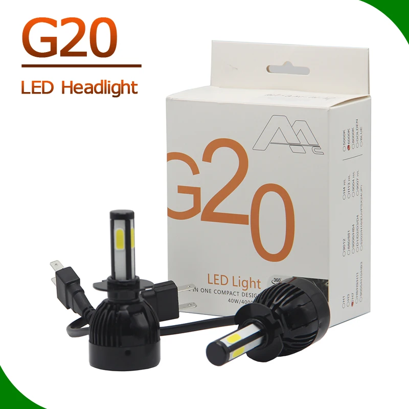 Usa newest auto bulb 4 sides cob led manufacturer H1 H3 H7 H8 H9 H11 9005 9006 HB3 HB4 D2S 880 9012 5202 H16 led lighting g20