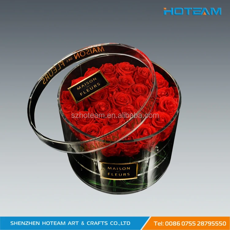 Transparent acrylic flower display box
