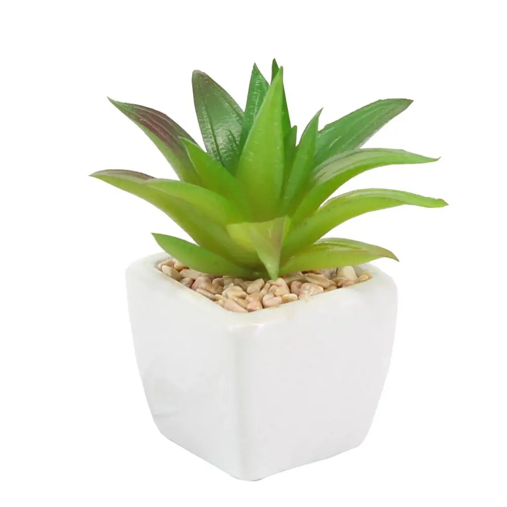 

Artificial Succulents simulated potted green lotus ceramic pot home decor