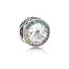 Sterling Silver Multi-Colored Rainbow Crystal CZ Radiant Hearts Charm Fits Pandoras Charms