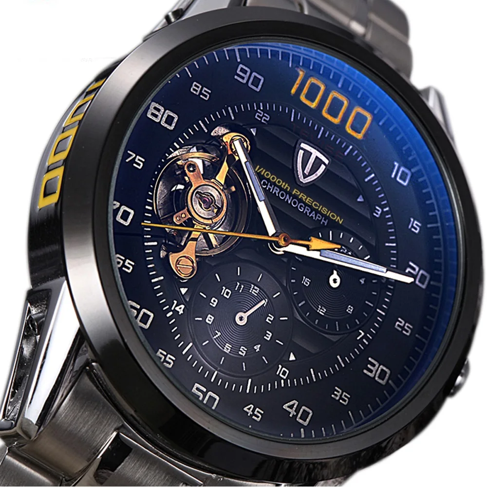 

High Quality Watches Stainless Steel Mechanical Chronograph Men Sports Watch, Any color are available