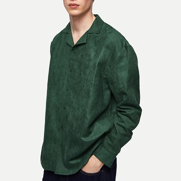 

Custom Design Plain Leather Button Up Shirt for Men