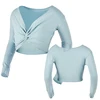 C2418 Child Long Sleeves Ballet Dance Wrap Tops kids dance crop tops Wholesale
