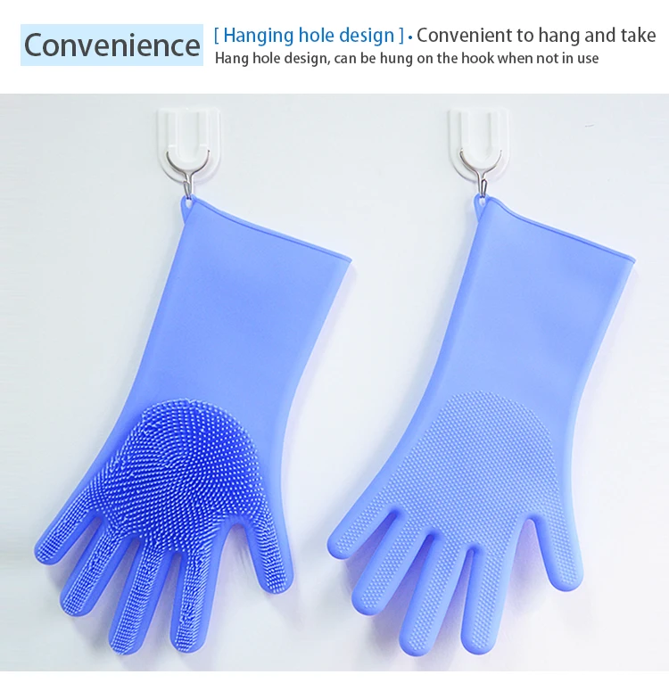 2019 Products Rubber Brush Household Gloves Dishwashing Silicone Scrubber Gloves 23