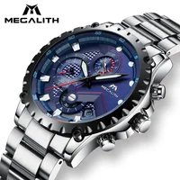 

MEGALITH Military Sports Watches Men Waterproof Stainless Steel Quartz Watches Relogio Masculino Chronograph Men's Wrist Watches