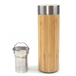 Image of Original Bamboo Tumbler with Tea Infuser Stainless Steel Water Bottle Vacuum Insulated Coffee Travel Mug